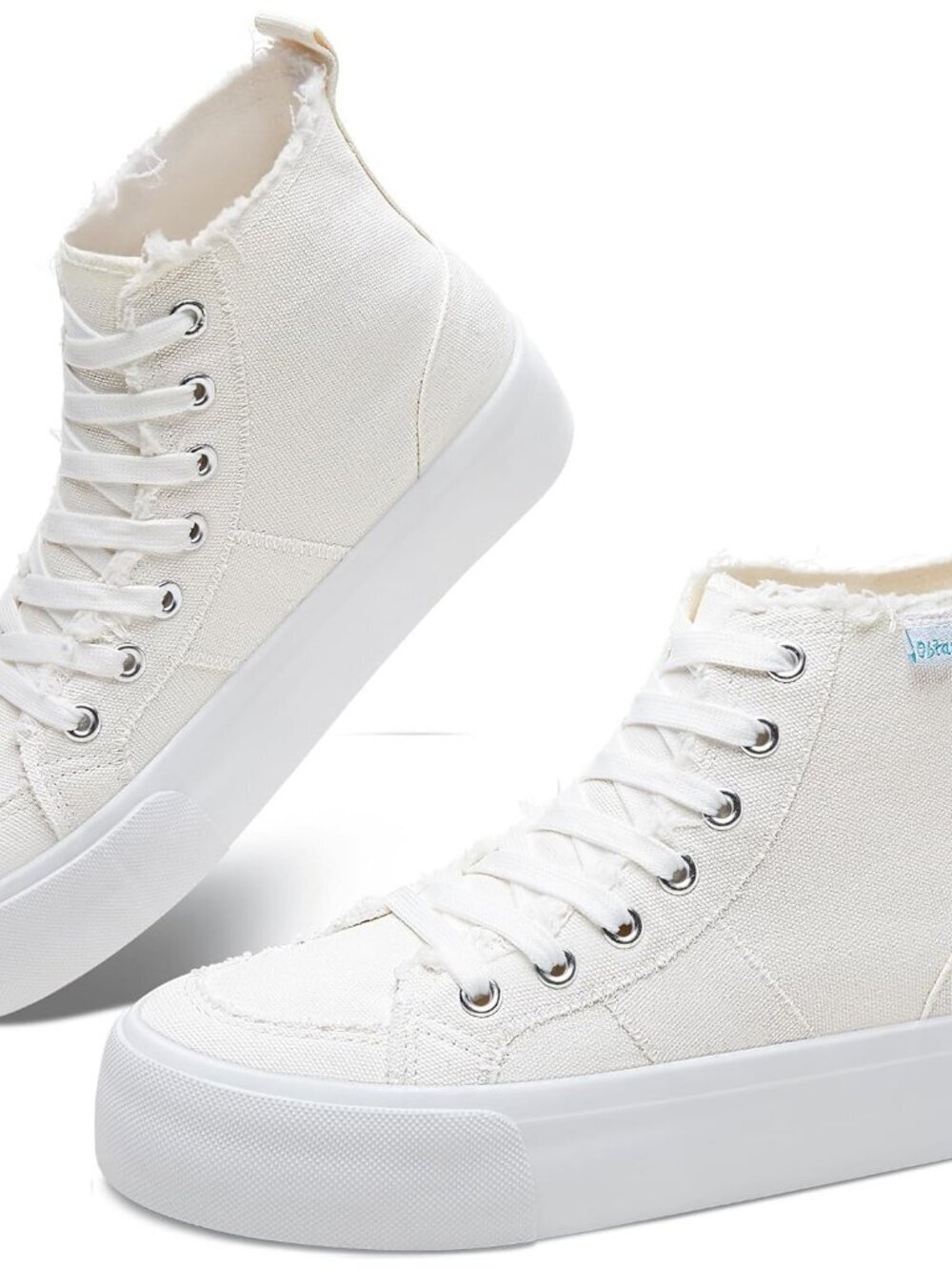 Women's Natural White Mid Calf Play Canvas Comfortable Fashion Sneakers Shoes